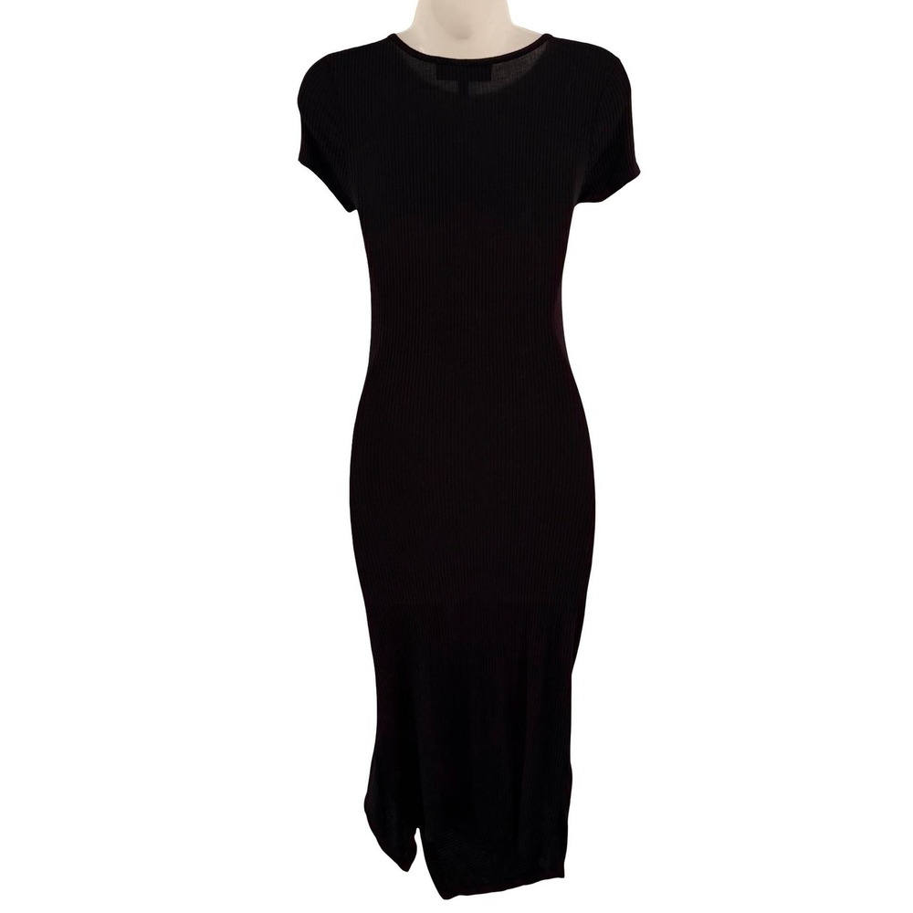 Obsessive Love Los Angeles Dress Womens Small Black Ribbed Bodycon Ruched Midi - Picture 11 of 16